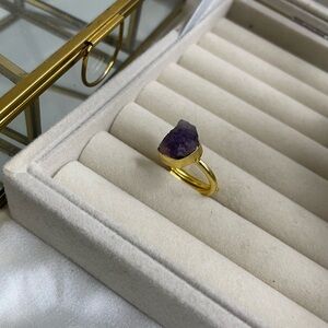 Zara limited edition raw stone with gold plated brass boho adjustable ring